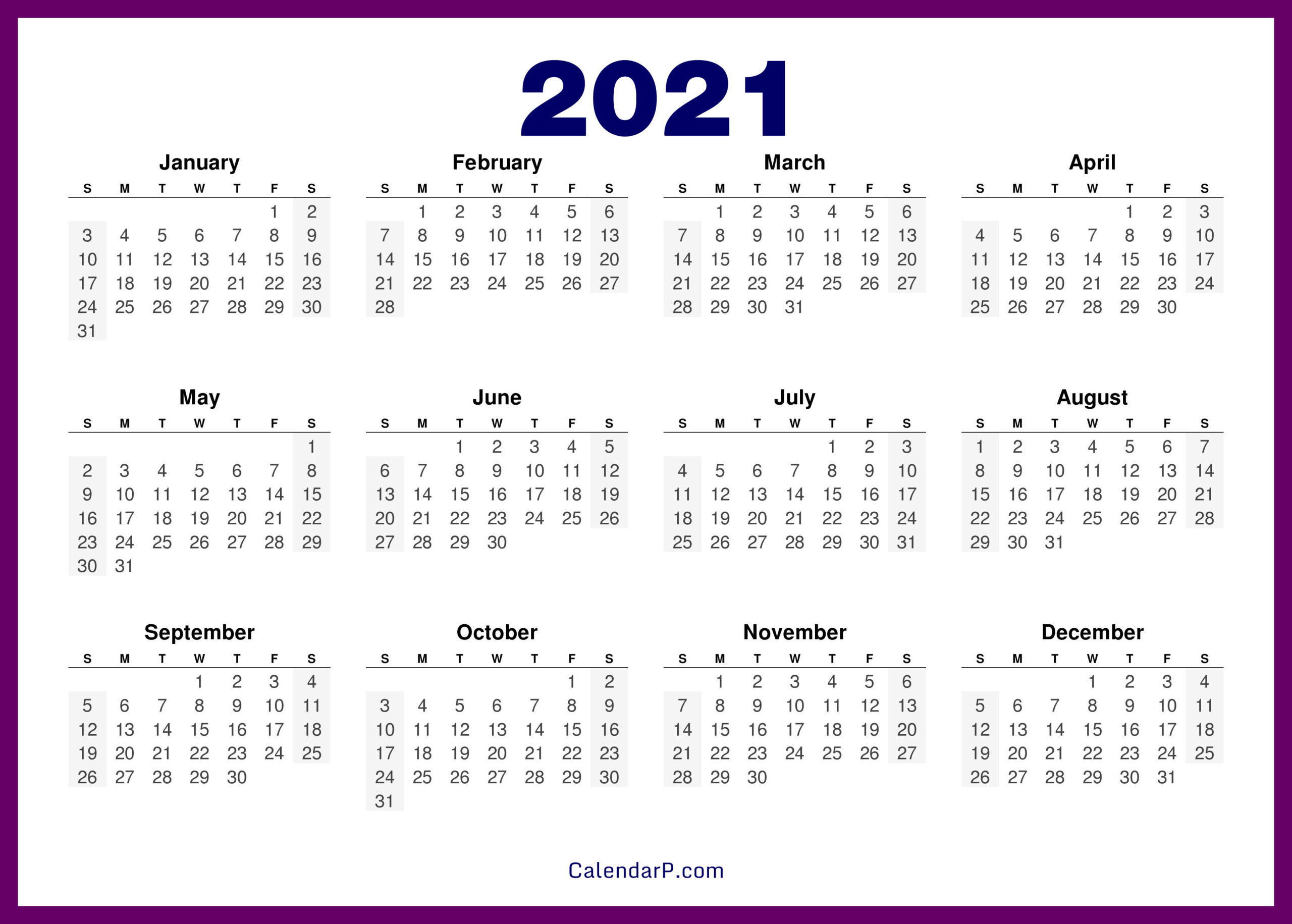 Printable 5 By 8 2021 Calendar - 8 5 X 11 Inch Bold 2021-Month Printable 2021