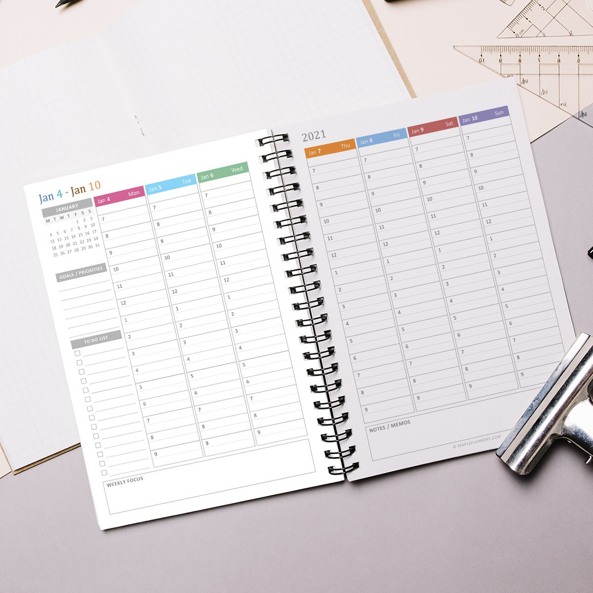 Printable A5 Hourly Weekly Planner 2021 | Vertical Weekly-2021 Calendar Printable Half-Hourly