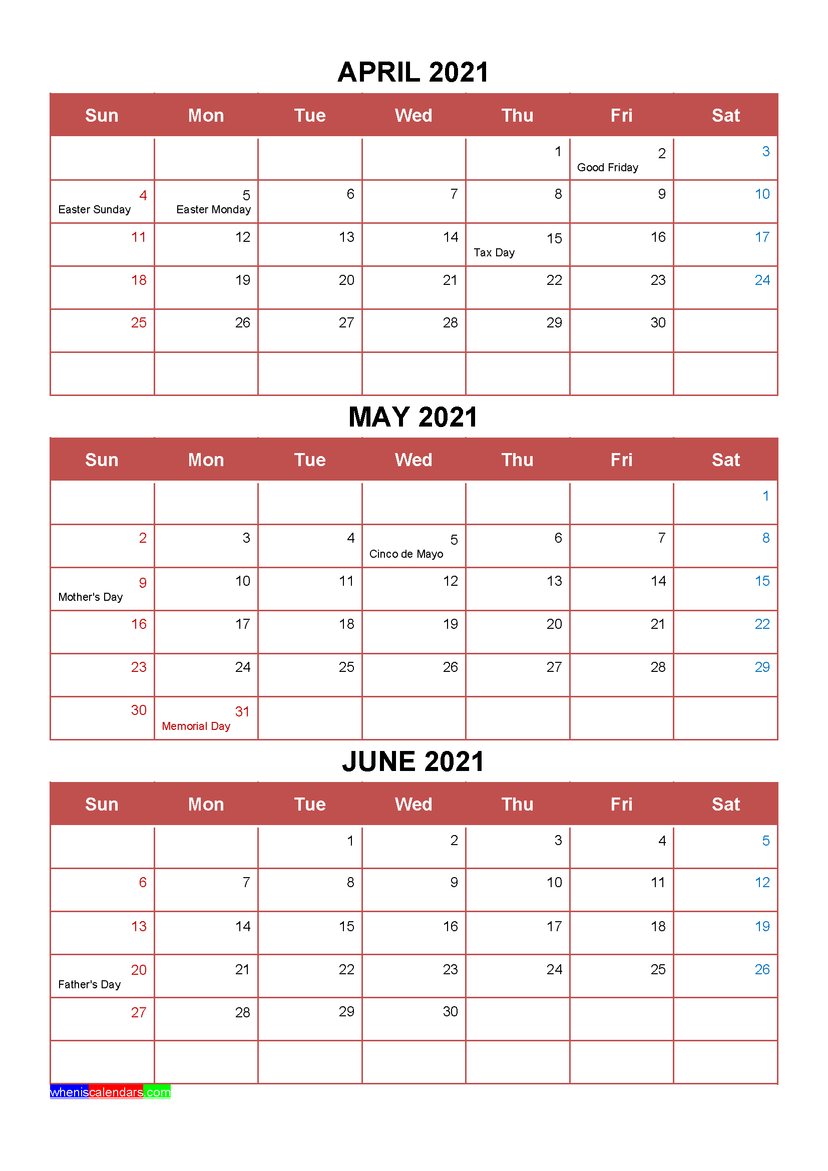 Printable April May June 2021 Calendar Template Word, Pdf-Printable Calendar 2021 3 Months