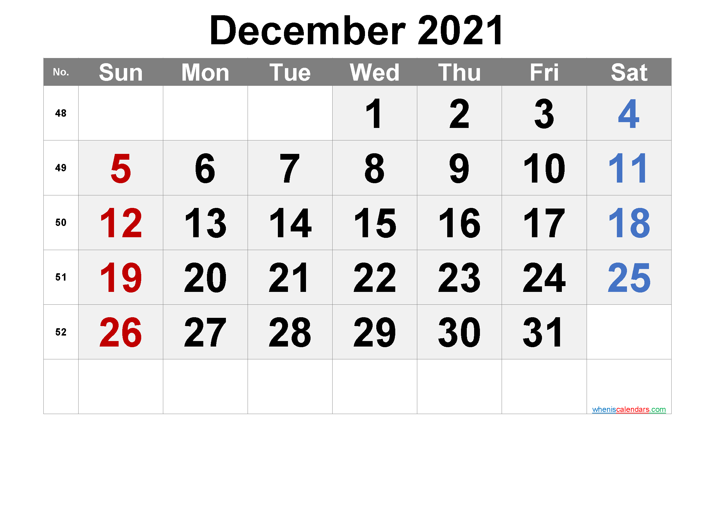 Printable Calendar December 2021 - 6 Templates-Free Printable 4 X 6 Calendar 2021