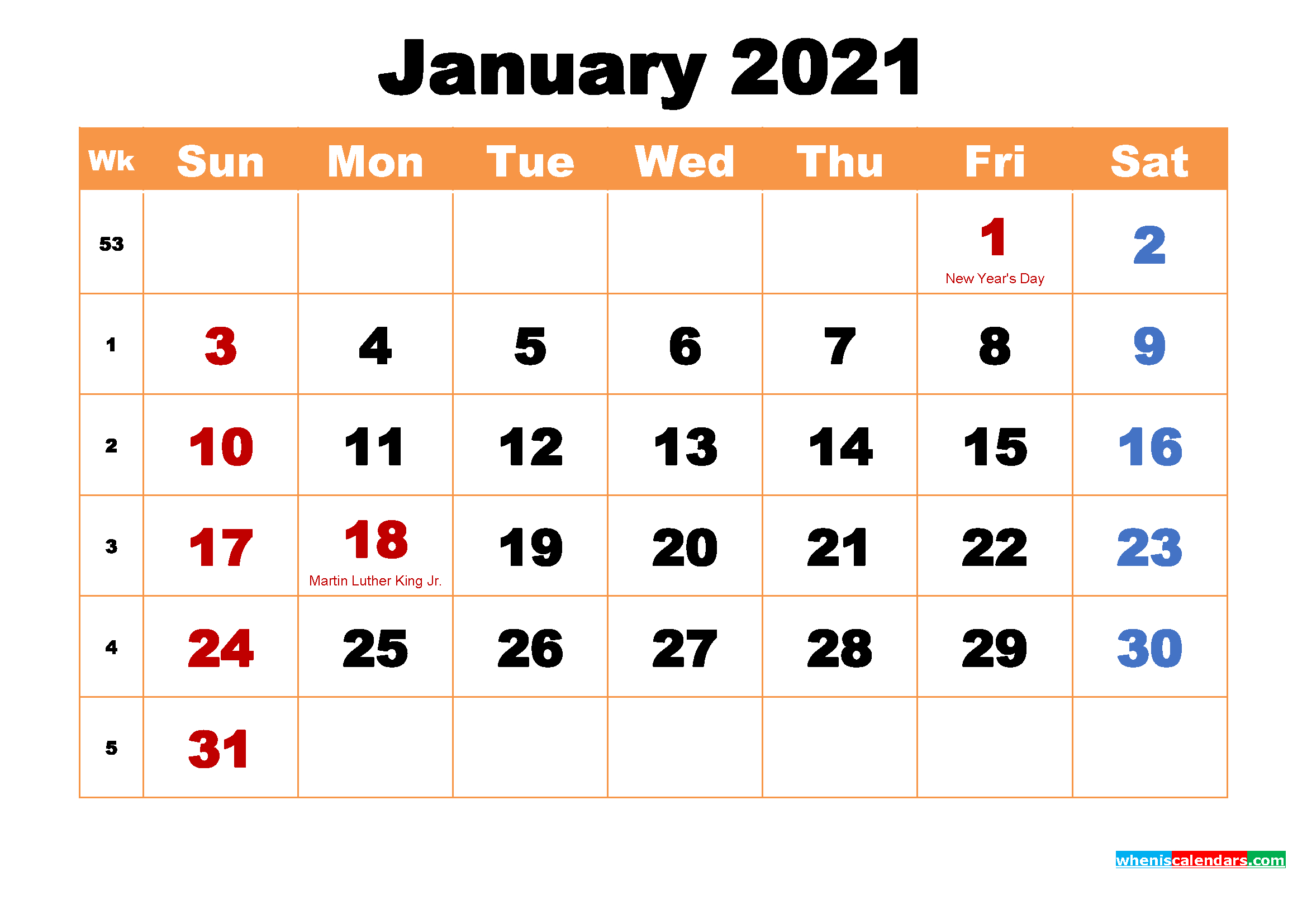 Printable Calendar For January 2021-2021 Printable Monthly Calendar Free