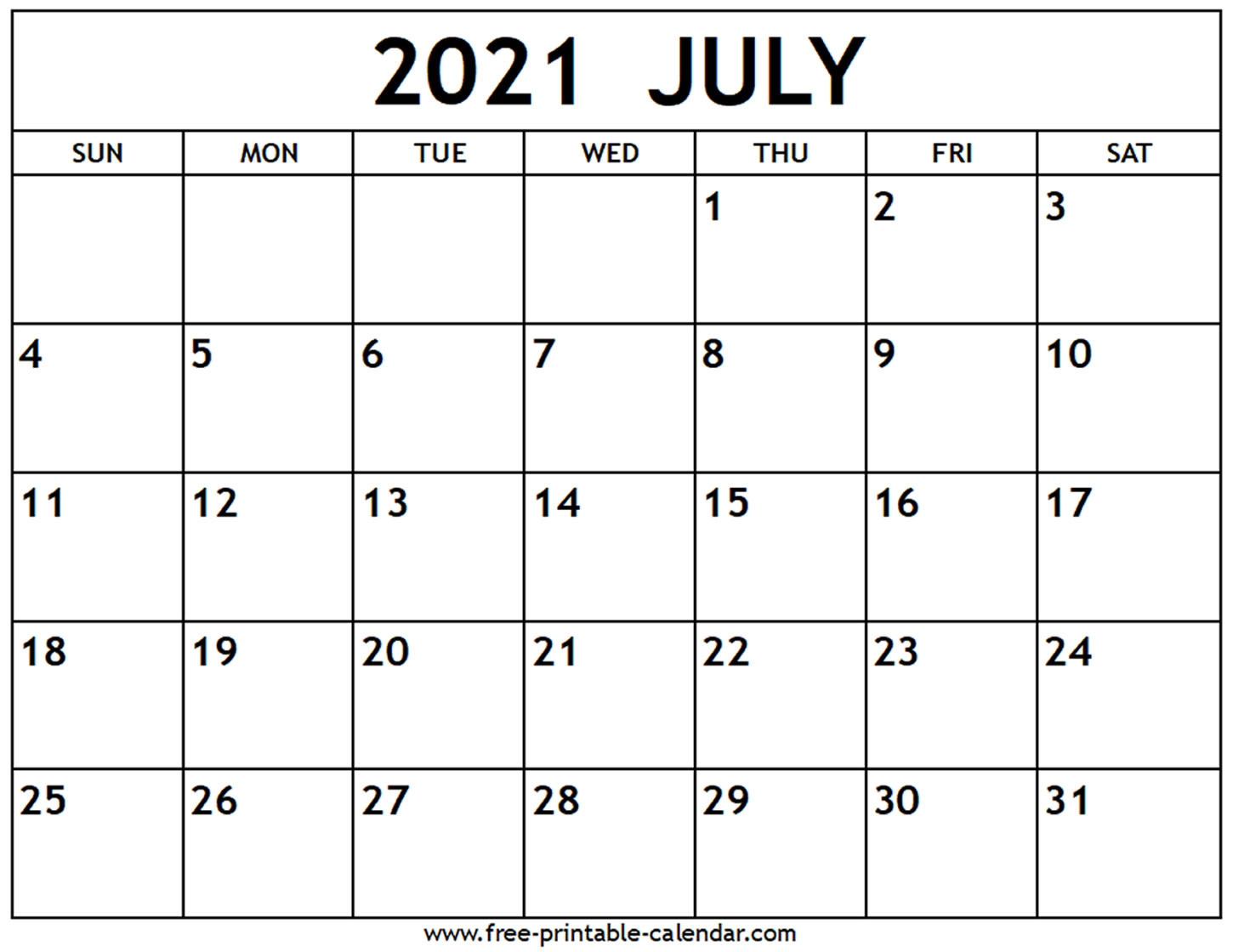 Printable Calendar July 2021 To June 2021 | 2021 Printable Calendars-Free Printable Monthly Calendar 2021