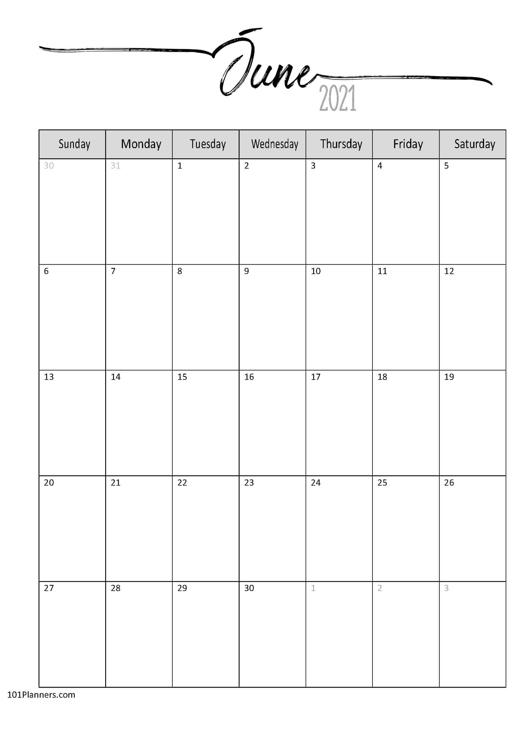 Printable Calendar June 2021 : 60+ Free June 2021 Calendar-Blank June Monthly Calendar Printable 2021 8X10