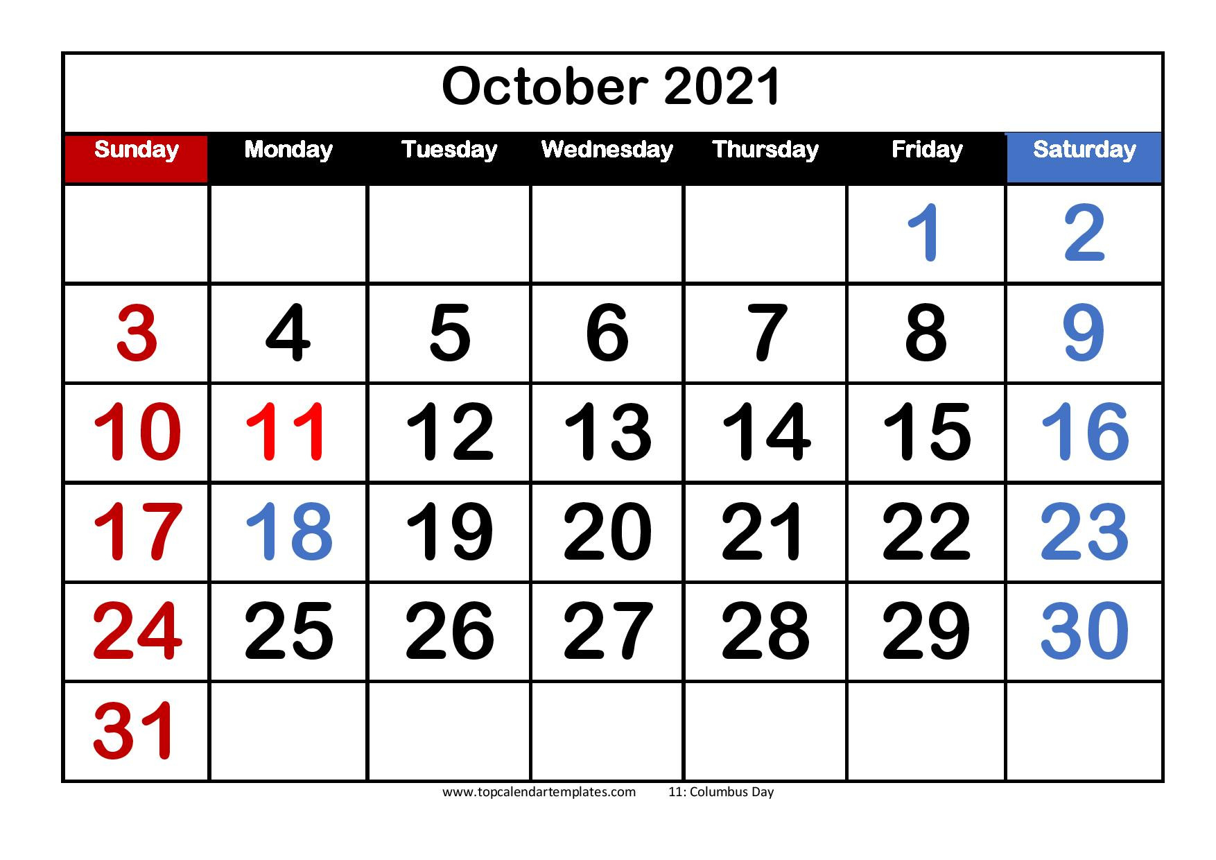 Printable Calendar October 2021 Free : 2021 Printable-October 2021 Thru December 2021 Calendar