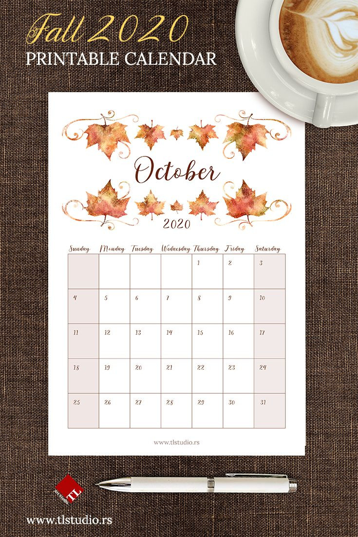 Printable Fall Calendar - October 2020 In 2020 | Printable-October Calendar With Space To Write Assignments