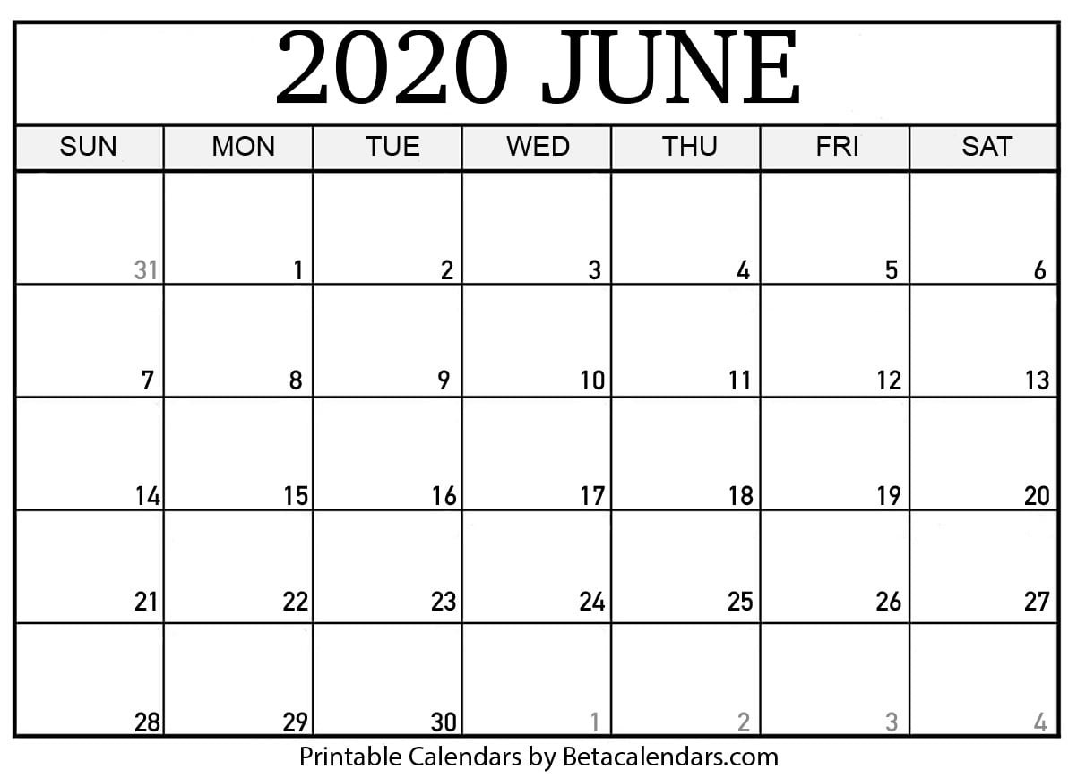Printable June 2020 Calendar - Beta Calendars-Printable Calendars By Beta Calendars 2021