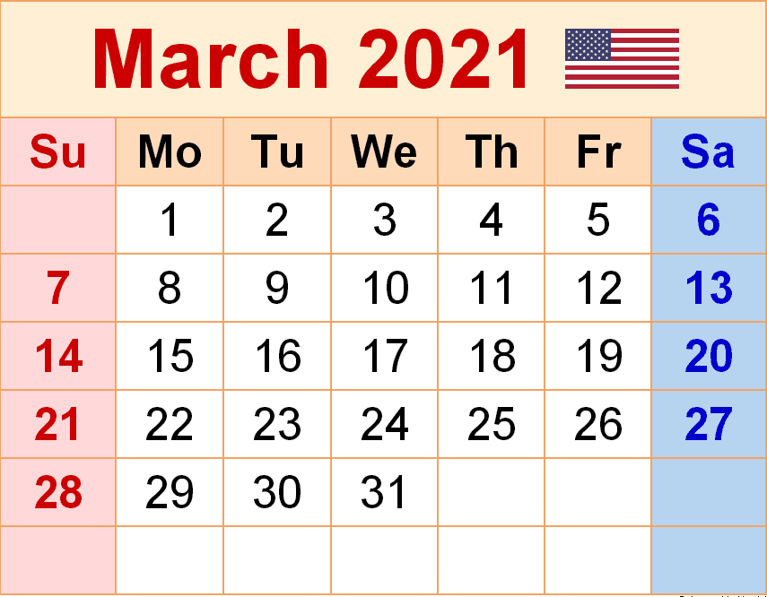 Printable March 2021 Calendar Usa Holidays - Printable-Mercantile Holiday Calender 2021