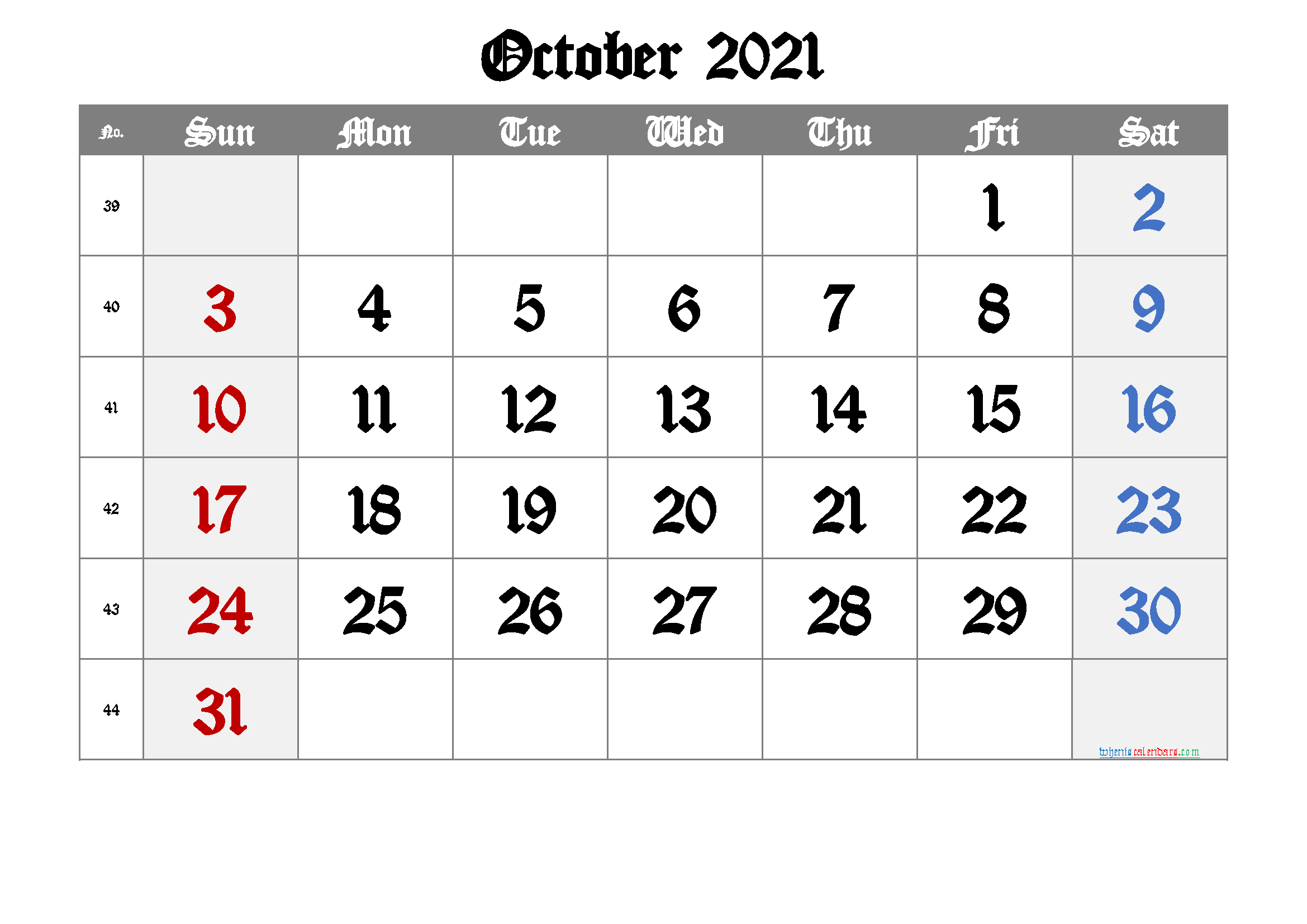 Printable October 2021 Calendar [Free Premium]-Oct Calendar 2021 Beta Calendars