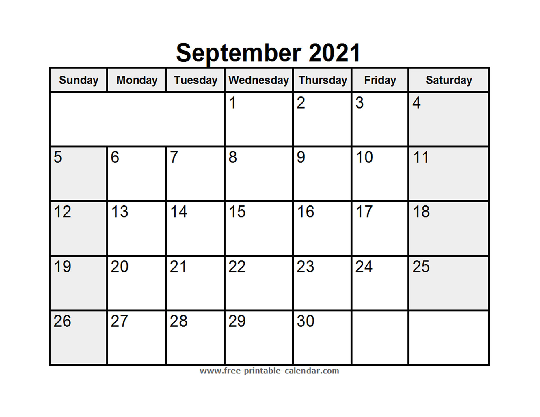 Printable September 2021 Calendar - Free-Printable-Fill In Calendar Template 2021