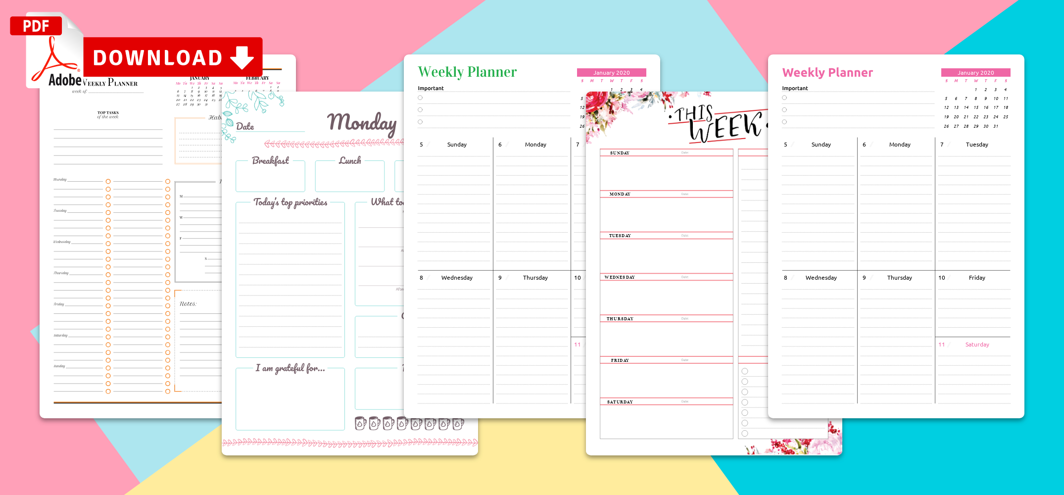 Printable Weekly Planner Templates - Download Pdf-Excel Hourly Template 2021