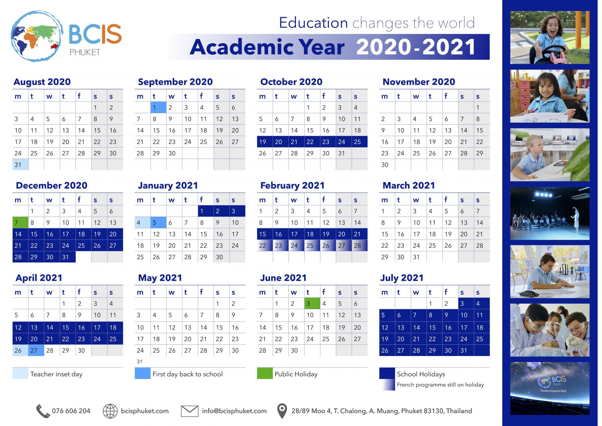 School Calendar - Bcis Phuket-International School Holidays For 2021
