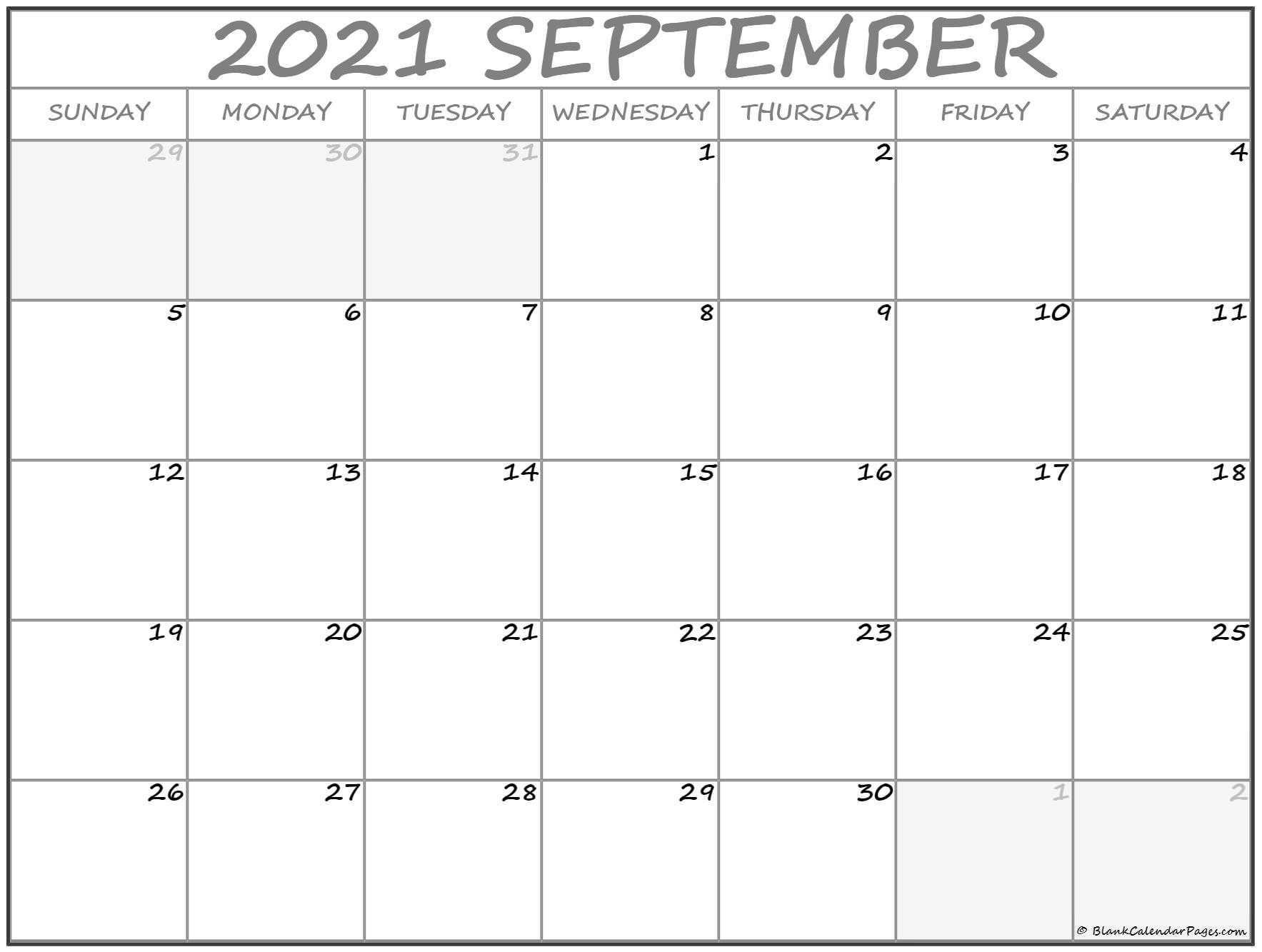 September 2021 Calendar | Free Printable Calendar Templates-Free Printable Monthly Calendar Journal Pages 2021