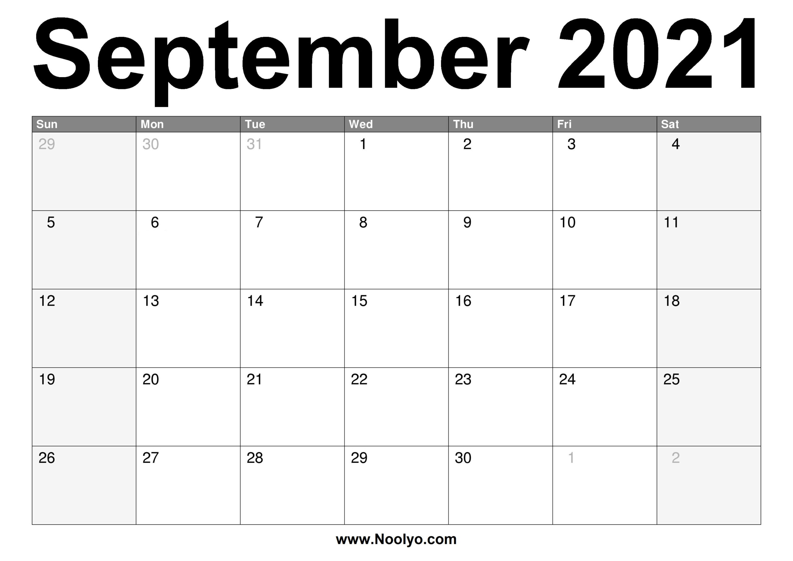 September 2021 Calendar Printable - Free Download - Noolyo-Fill Andprint A Calendar 2021