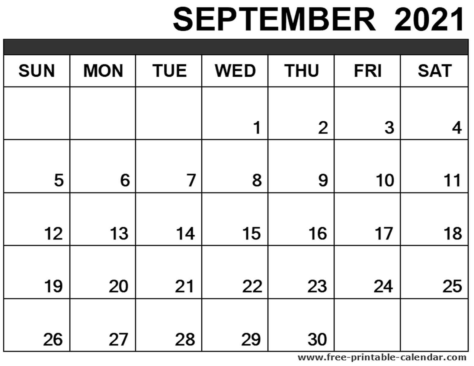 September 2021 Calendar Printable - Free-Printable-Blank Fillable Calendar 2021