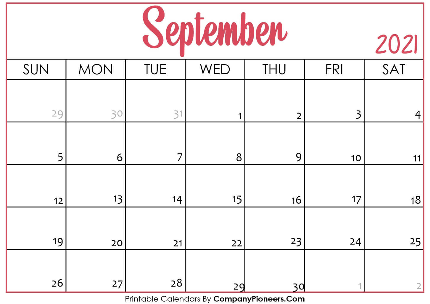September 2021 Calendar Printable - Printable 2020-2021 Fill In Free Printable Calendar