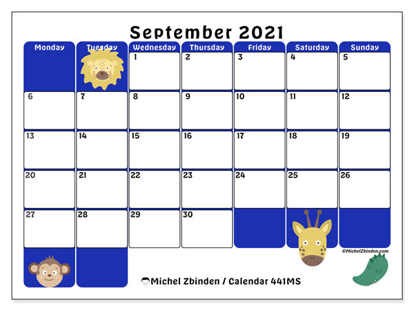 September 2021 Calendars &quot;Monday - Sunday&quot; - Michel Zbinden En-Monday - Friday Work Calender For September 2021