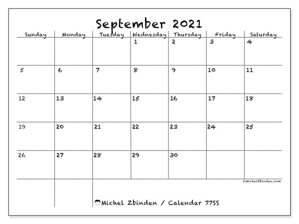 September 2021 Calendars &quot;Sunday - Saturday&quot; - Michel-Monday - Friday Work Calender For September 2021