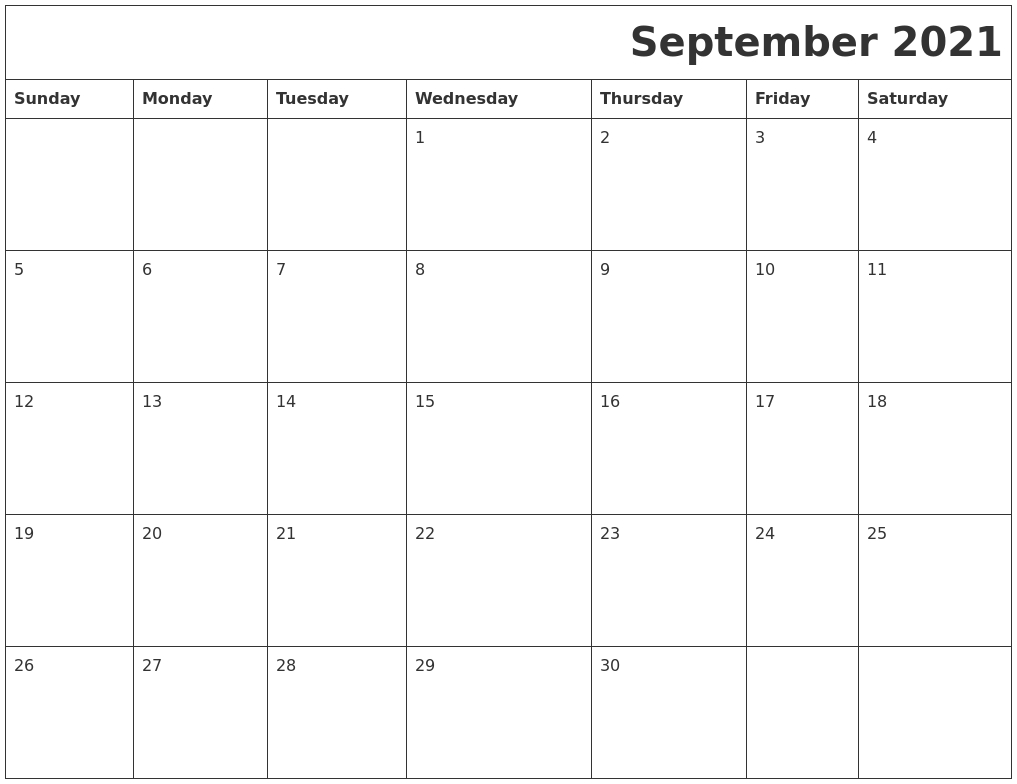 September 2021 Download Calendar-Ecxel Full 2021 Calendar Monday