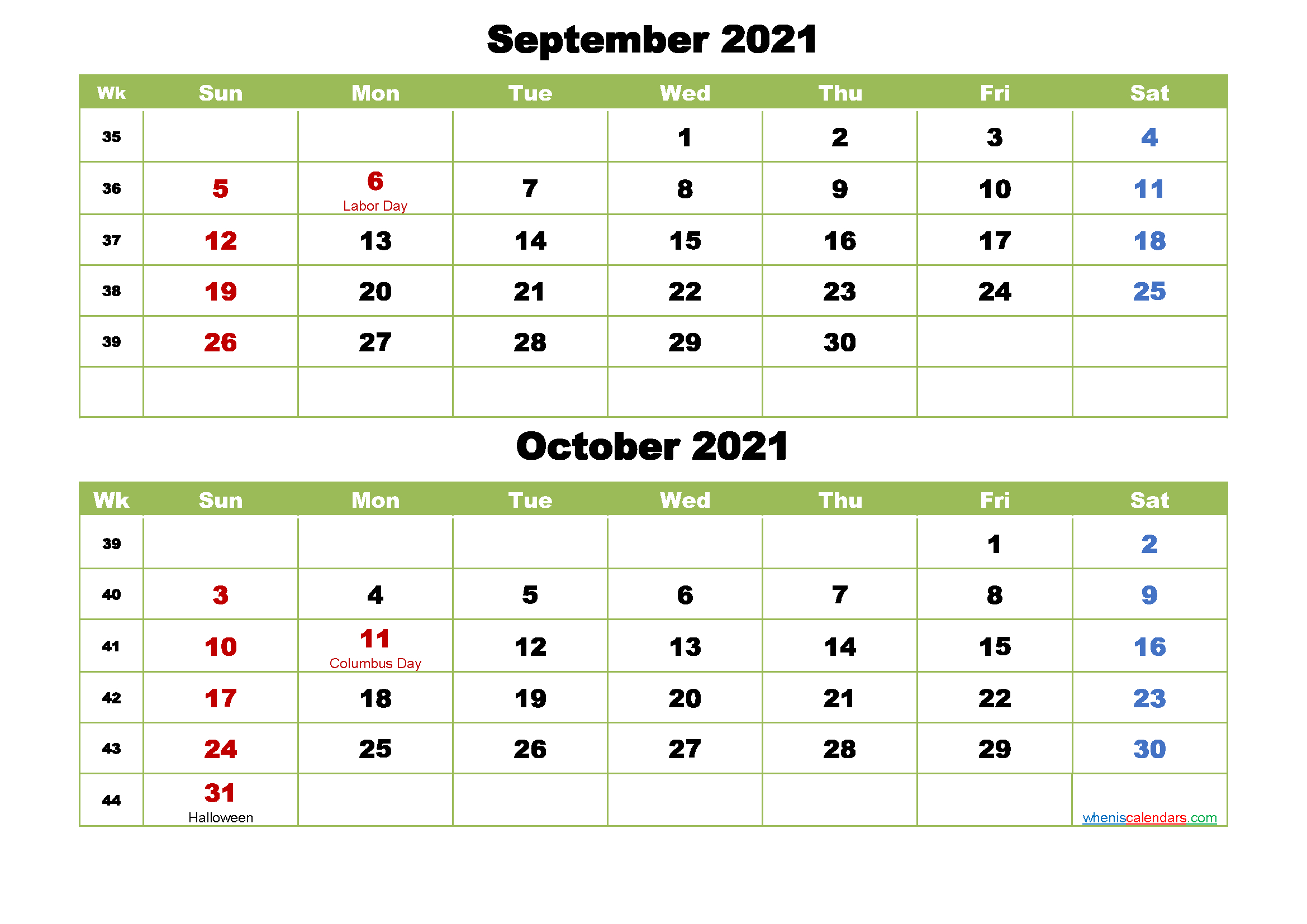 September And October 2021 Calendar With Holidays-October 2021 Thru December 2021 Calendar