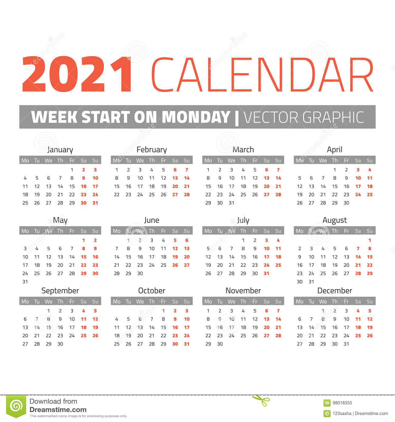 Simple 2021 Year Calendar Stock Vector. Illustration Of-Calendar For Year 2021