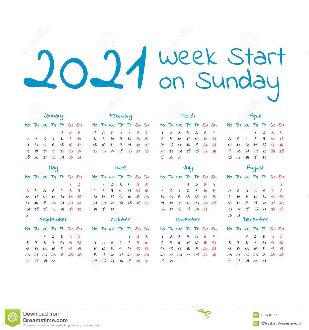 Simple 2021 Year Calendar Stock Vector. Illustration Of-Free Printable 4 X 6 Calendar 2021