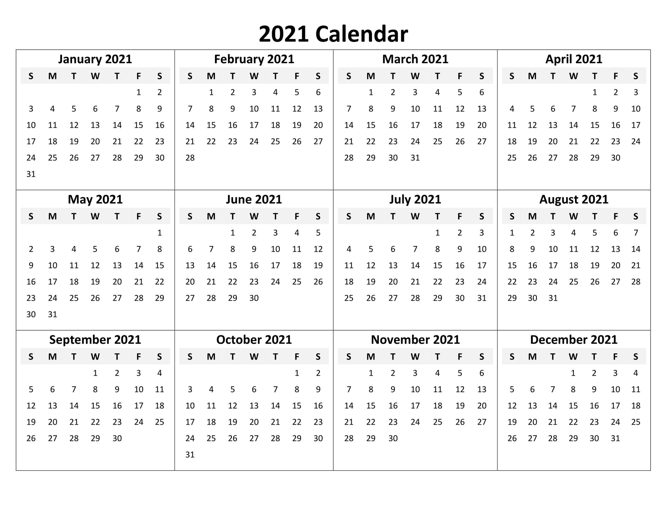 Small Printable Calendar 2021 Monthly | Free Printable-Free Online Printable 2021 Calendar 12 Month