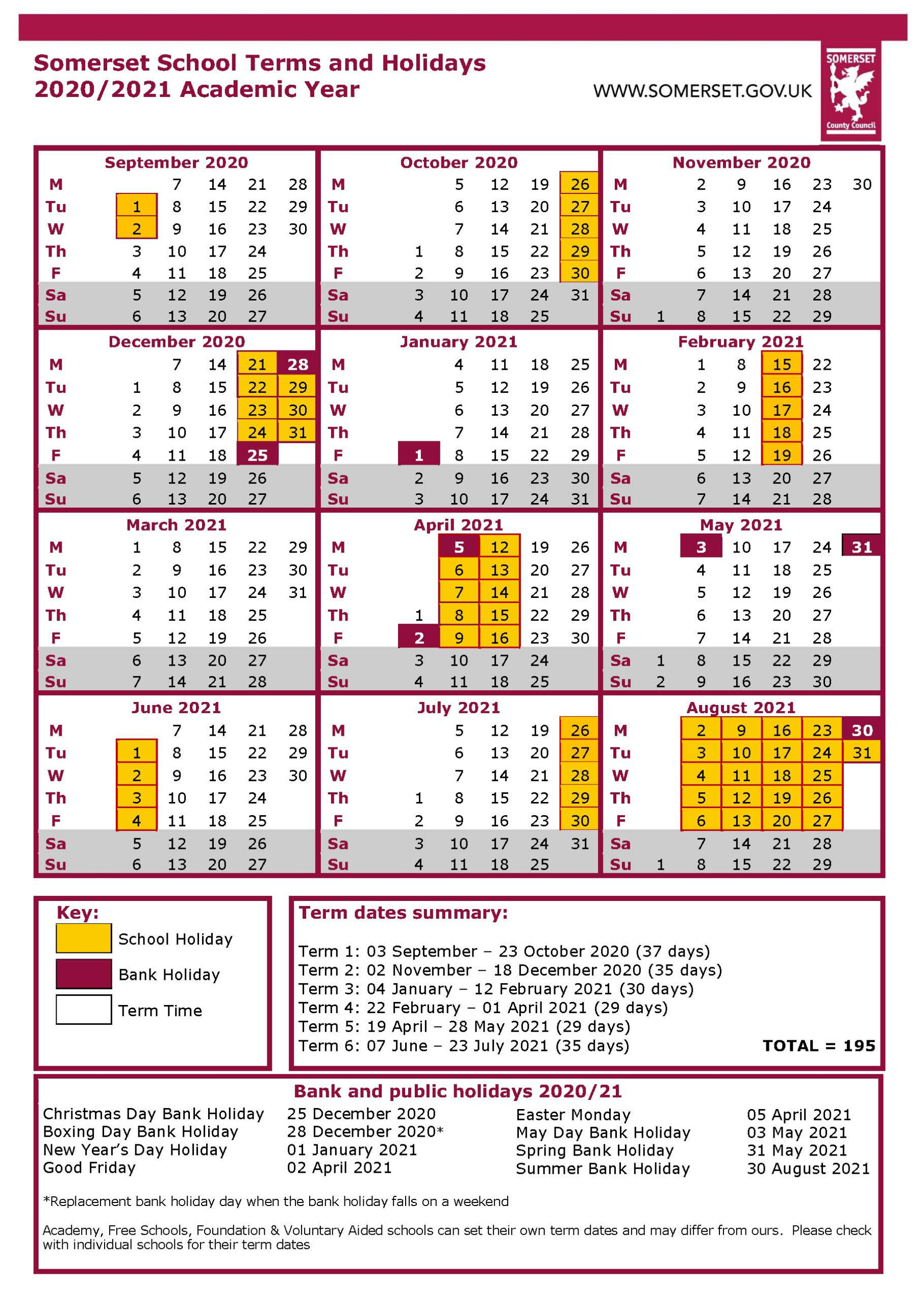 Somerset School Calendar 2020 2021 | Printable Calendars 2021-Sarawak School Calendar 2021