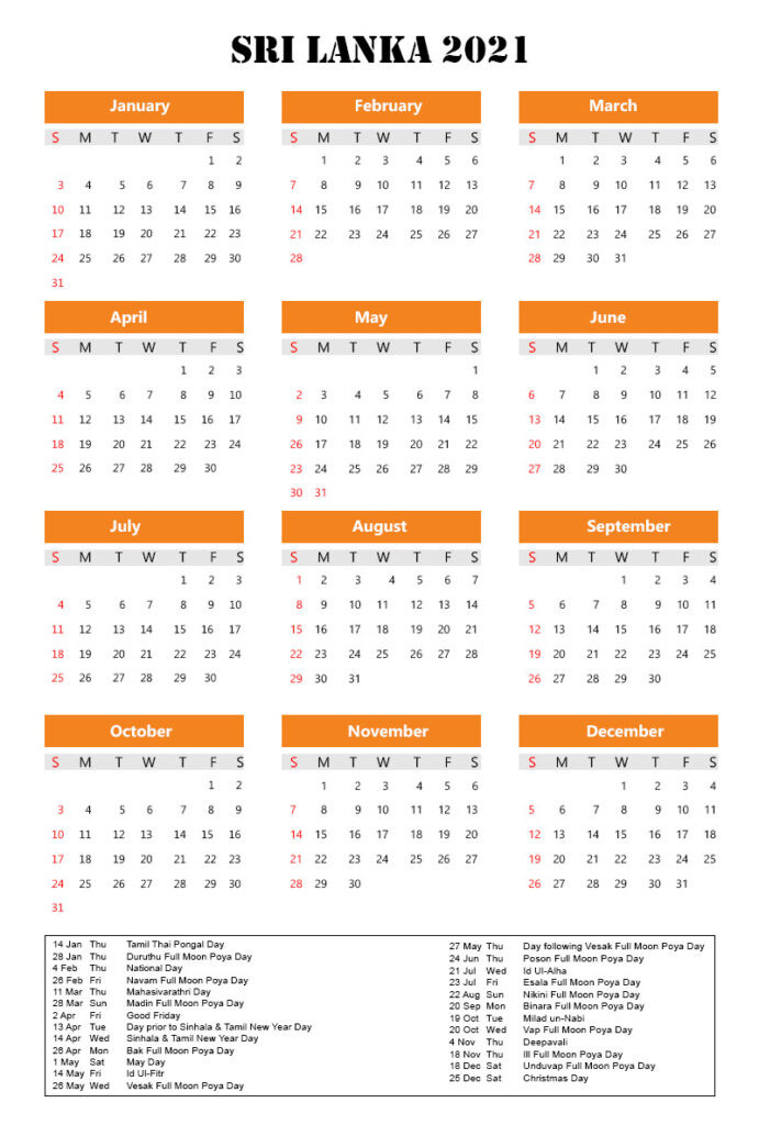 Sri Lanka 2021 Holidays | Printable Calendar Templates-Holidays Sri Lanka 2021 Mercentile
