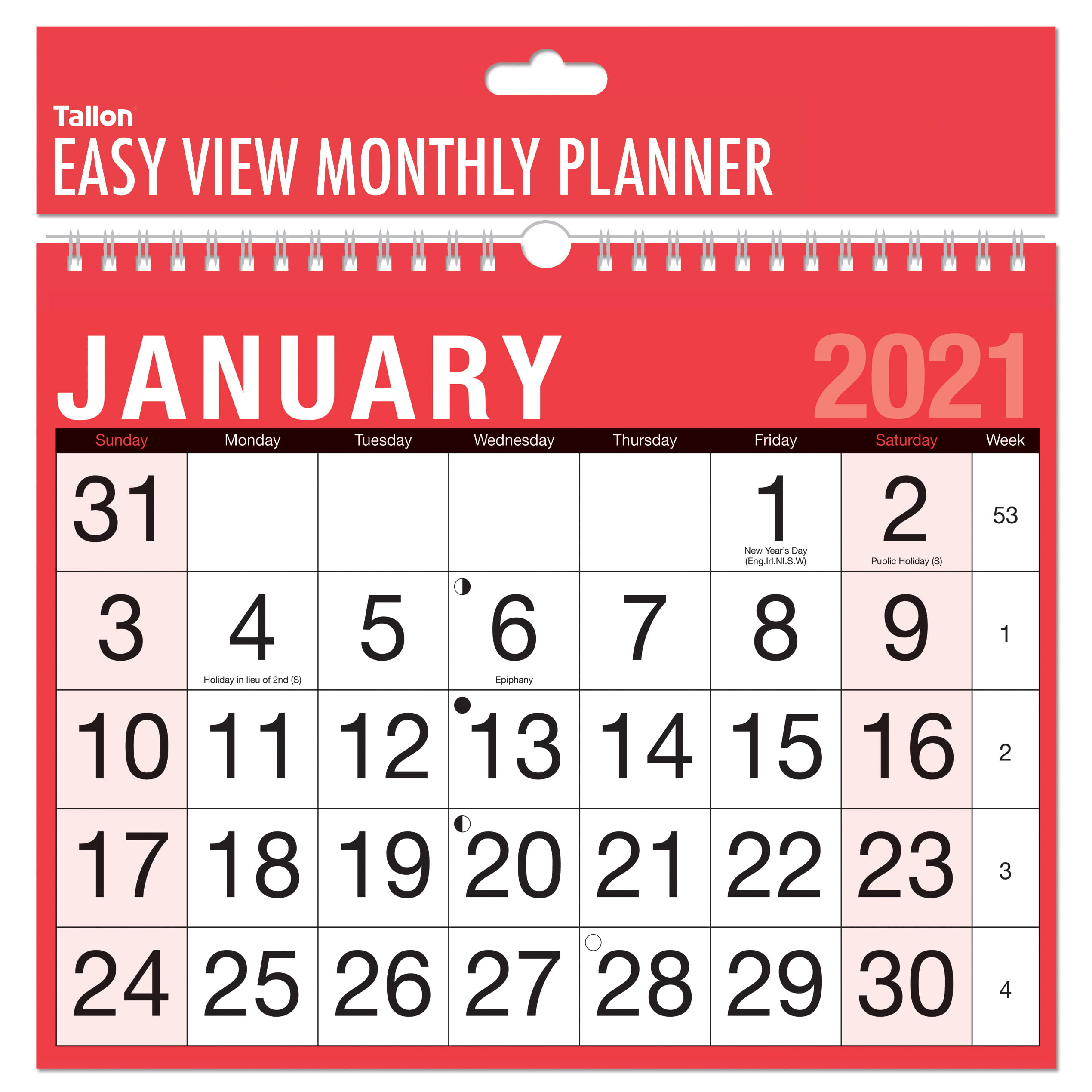 Tallon Easy View Monthly Calendar 2021 • Colemans-Calendar Month 2021