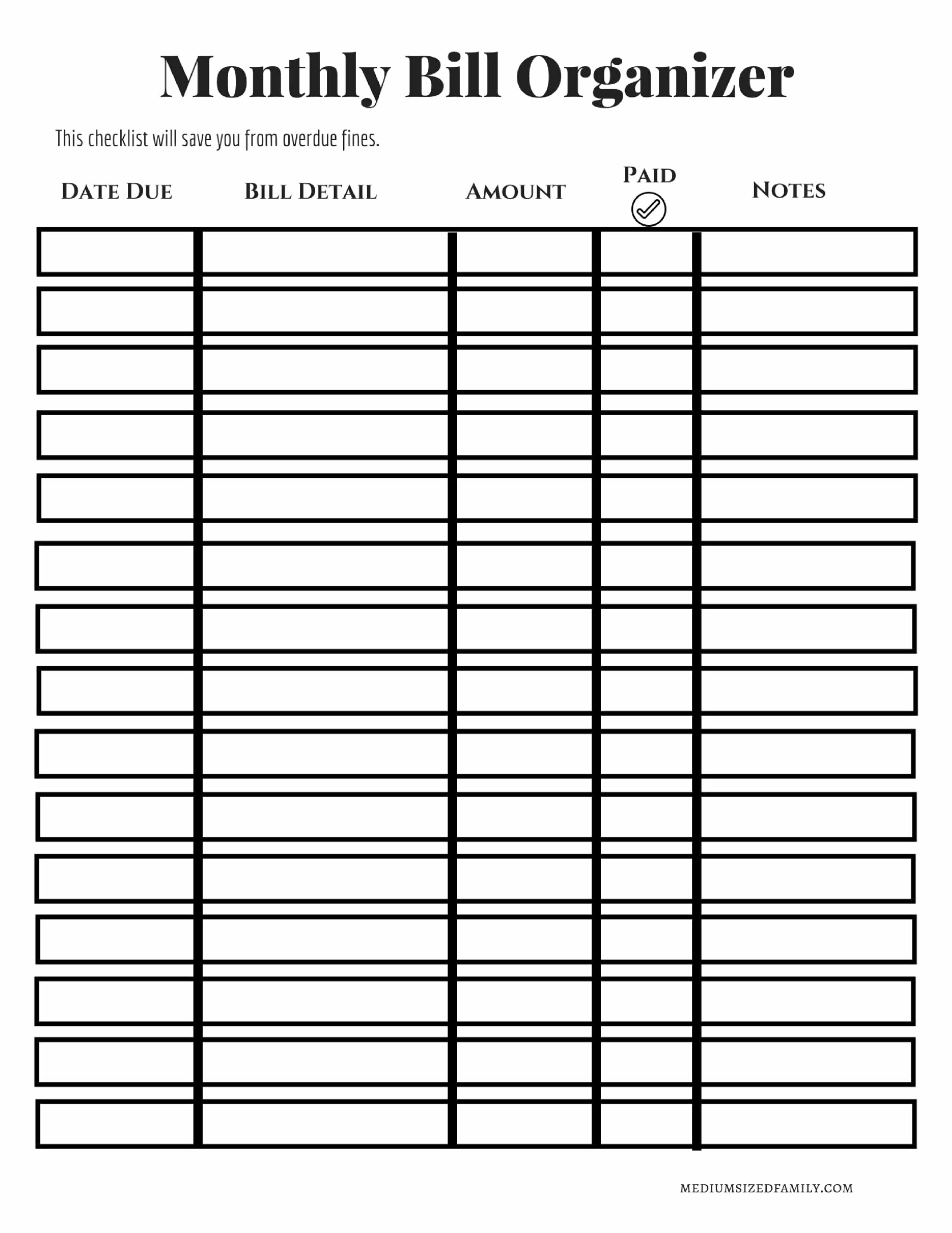 The Free Monthly Bill Organizer That Will Line Up Your Cash-Free Monthly Bill Pay Checklist For 2021