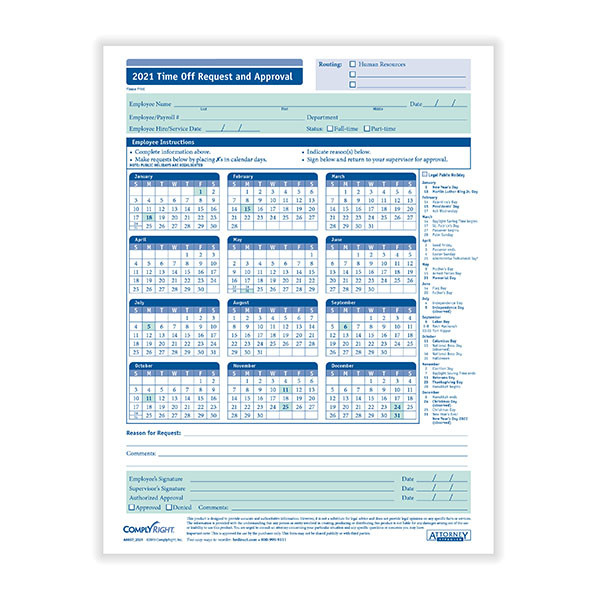 Time Off Request | Vacation Request Form | Hrdirect-2021 Employee Leave Calendar Template Free