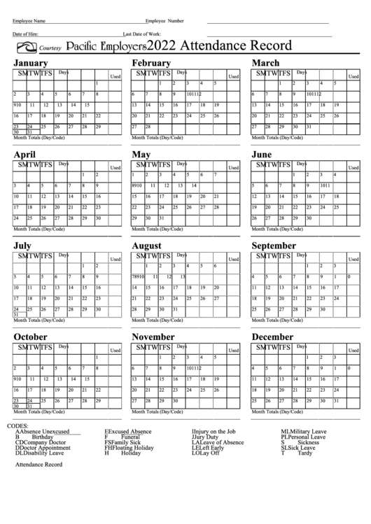 Top 21 Attendance Record Templates Free To Download In Pdf-2021 Employee Absentee Calendar