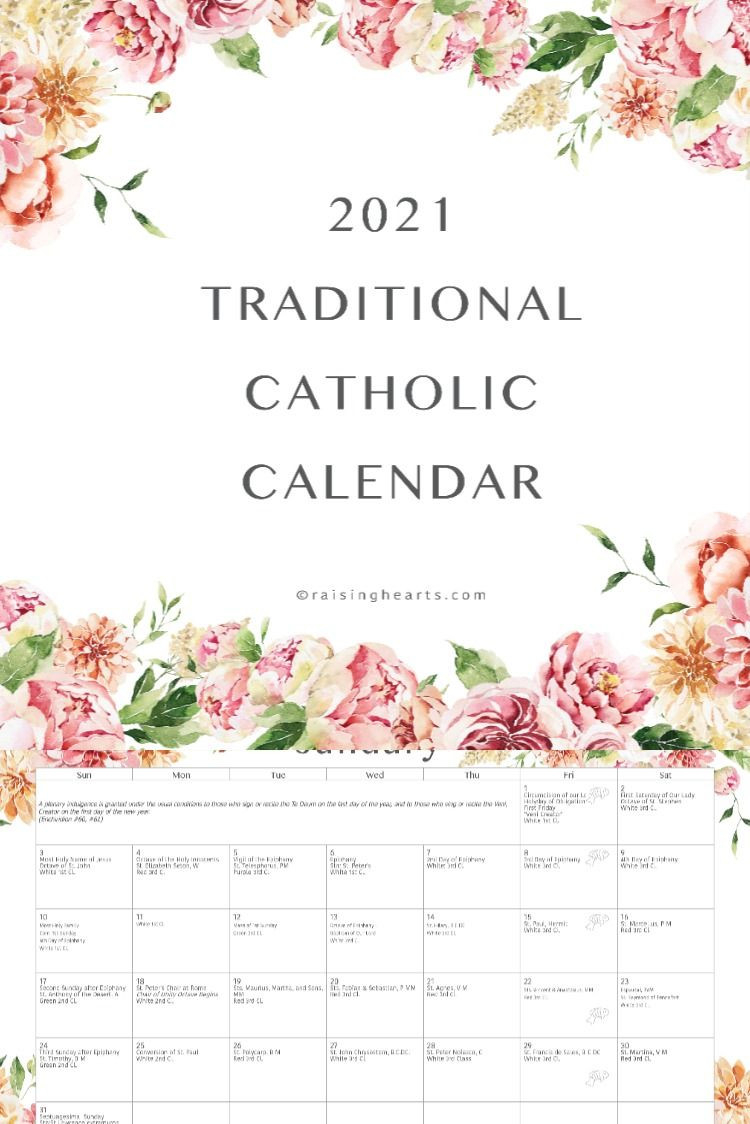 Traditional Catholic Liturgical Calendar 2021 / Https-Catholic Church Calendar For 2021