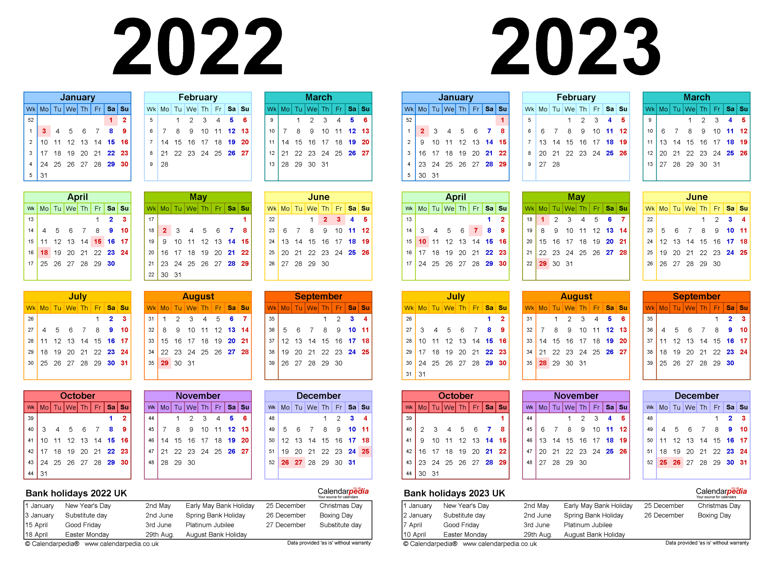 Two Year Calendars For 2022 &amp; 2023 (Uk) For Word-2021 Calendar With Holidays Uk