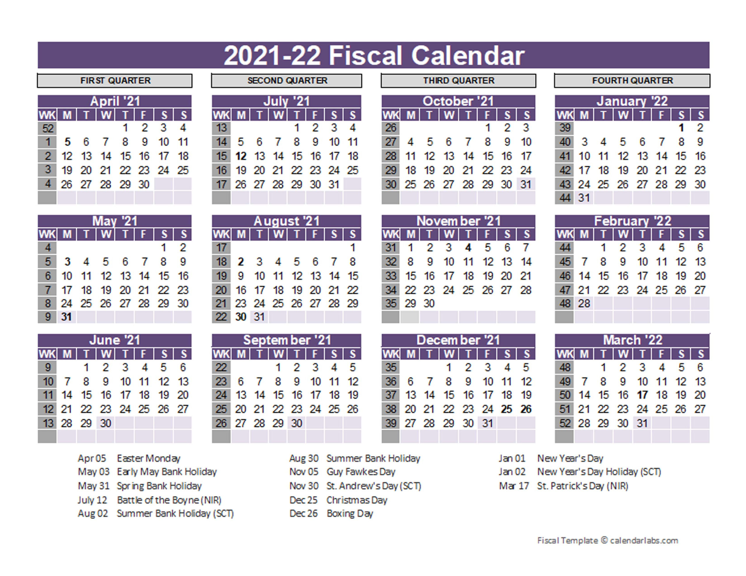 Uk Fiscal Calendar Template 2021-22 - Free Printable Templates-Fiscal Year Calender Print October