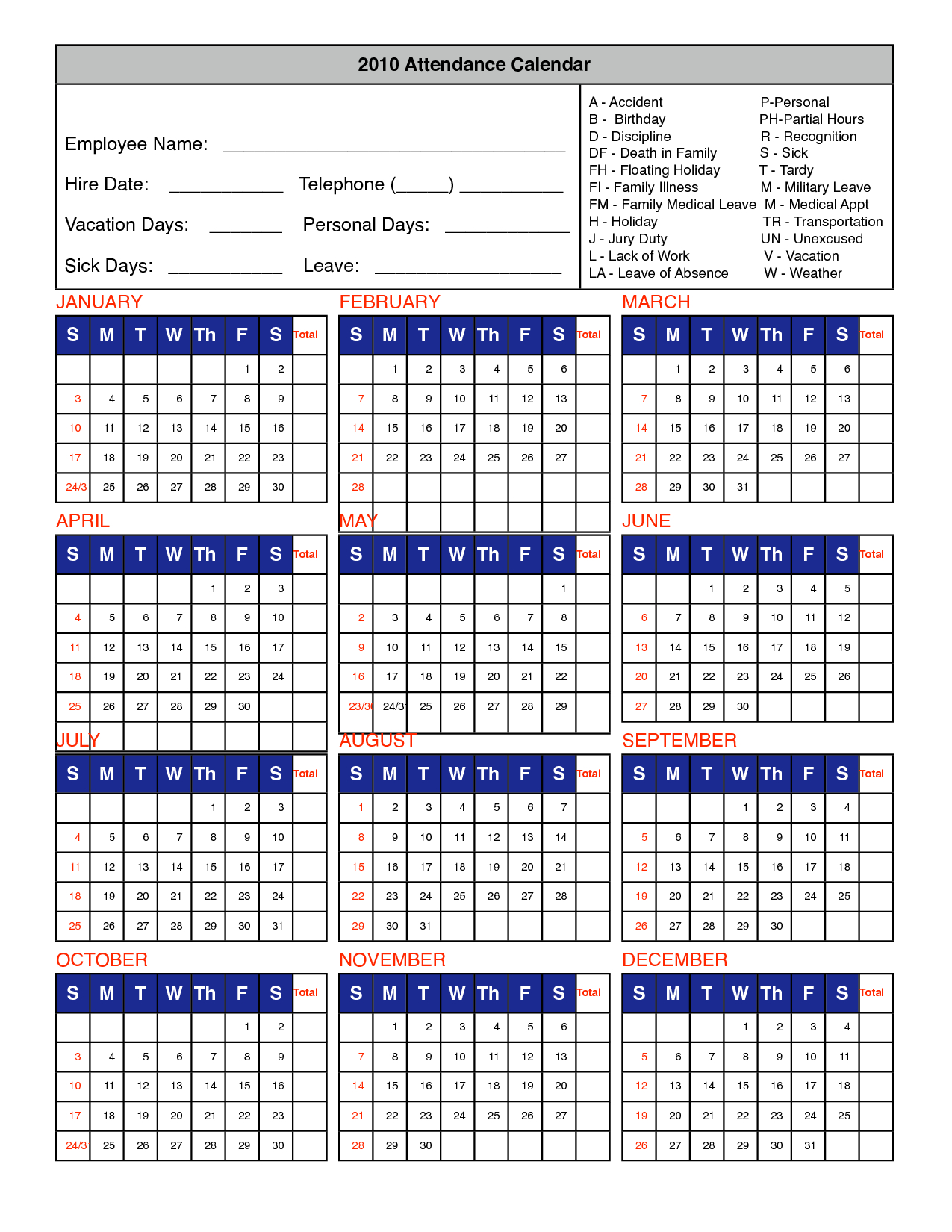 Unique Attendance Tracker Template #Exceltemplate #Xls #-2021 Excel Vacation Spreadsheet
