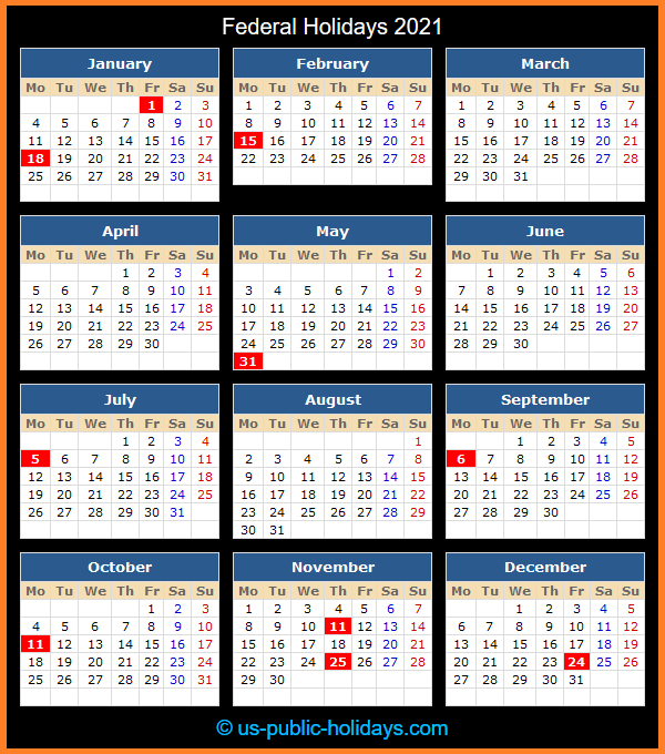 Us Holidays 2021-Bank Holiday Europe Calendar 2021