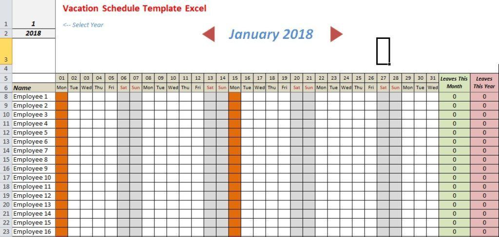 Vacation Schedule Template Excel | Schedule Template-Excel Calendar Template For Vacations 2021