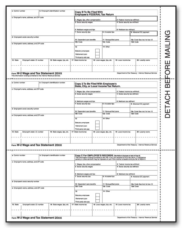 W-2, Laser, 3-Up Horizontal, Employee Sheet For 2020-Free 2021 W 2 Form To Print
