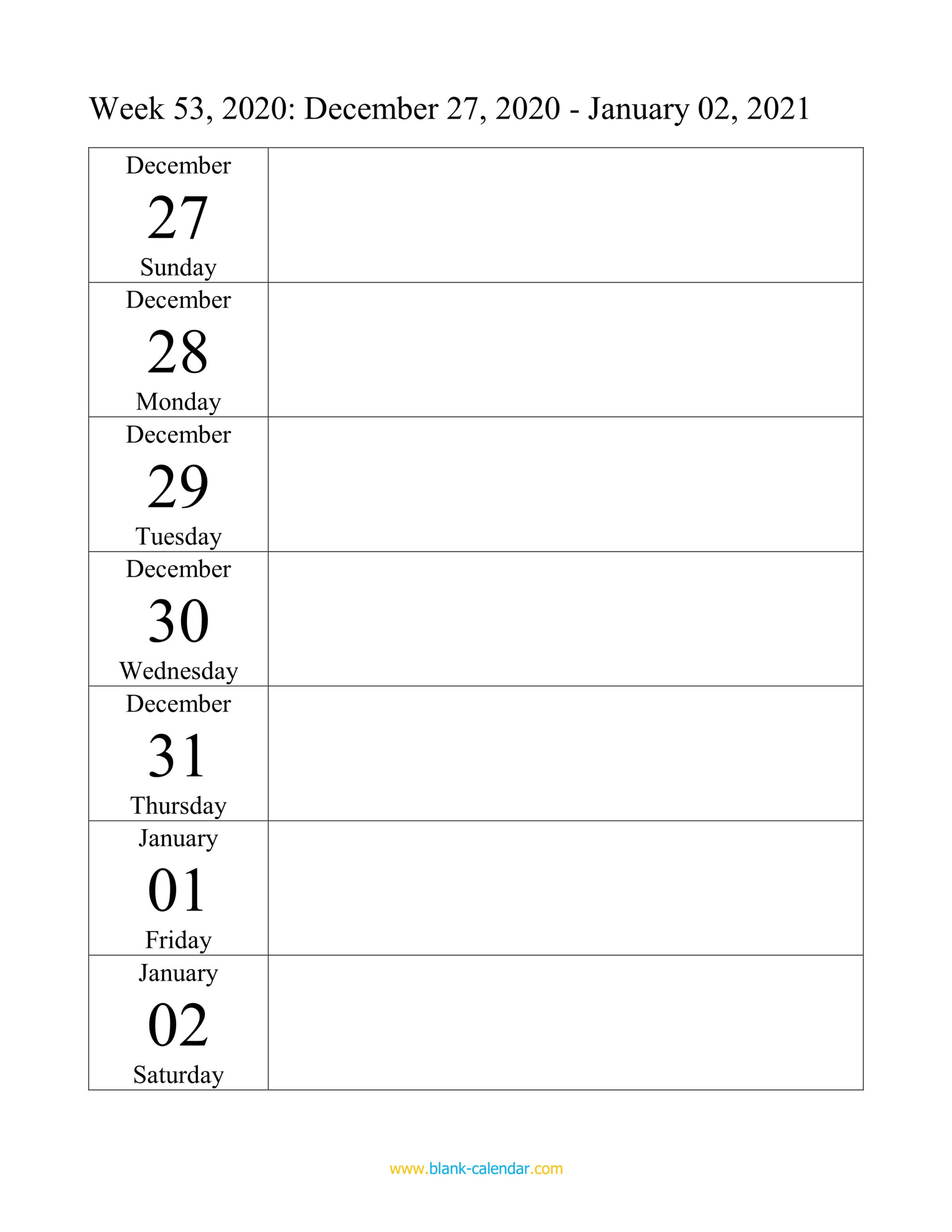 Weekly Calendar 2021 (Word, Excel, Pdf)-Day Of Week 2021 Xls