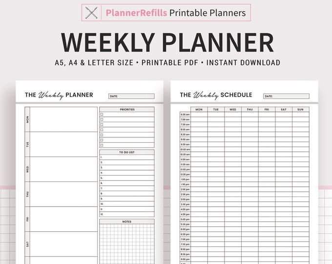 Weekly Planner 2021 2022 Printable Weekly Agenda Template-Free Printable Calendar 2021 Hourly