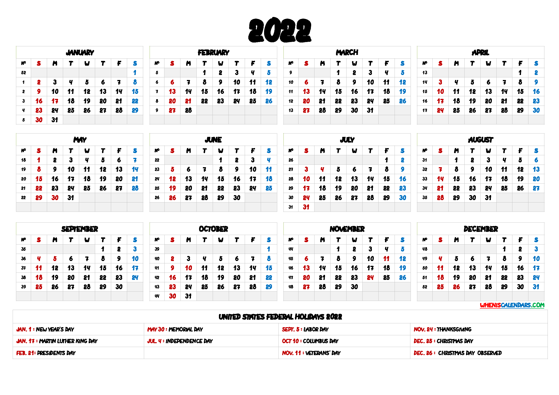 20+ 2022 Year Calendar - Free Download Printable Calendar Templates ️-Calendar 2022 Vector Free Download