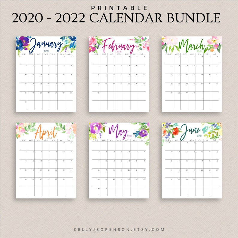 2020 2021 2022 Printable Editable Calendar Bundle Includes | Etsy-2021 Calendar 2022 Printable Free