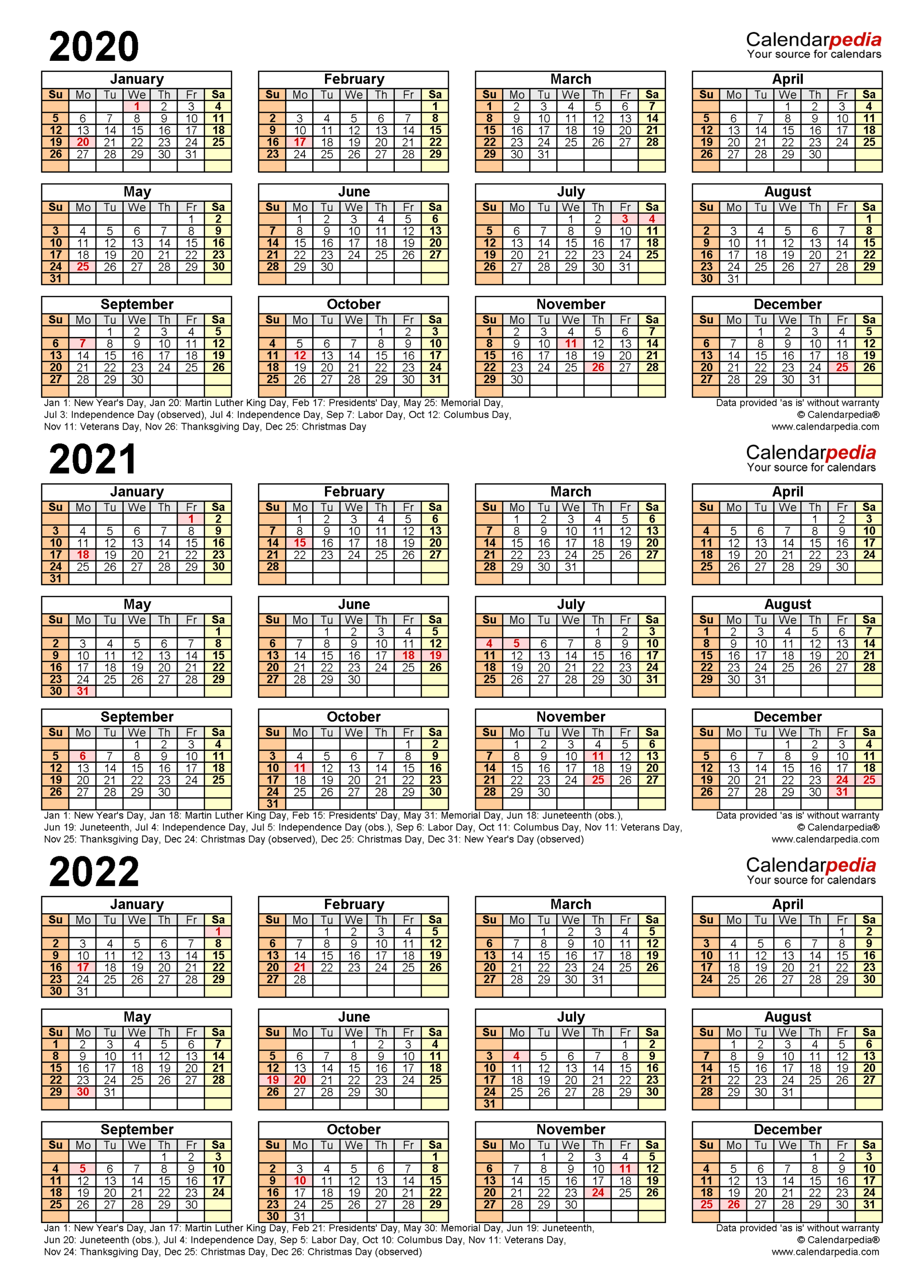 2020-2022 Three Year Calendar - Free Printable Excel Templates-3 Year Calendar 2019 To 2022 Printable