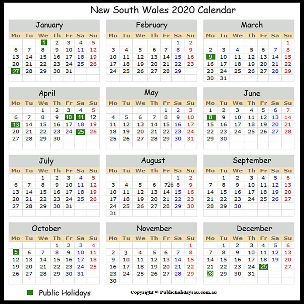 2020 Public Holidays Nsw-Qld School Holidays 2022 Calendar