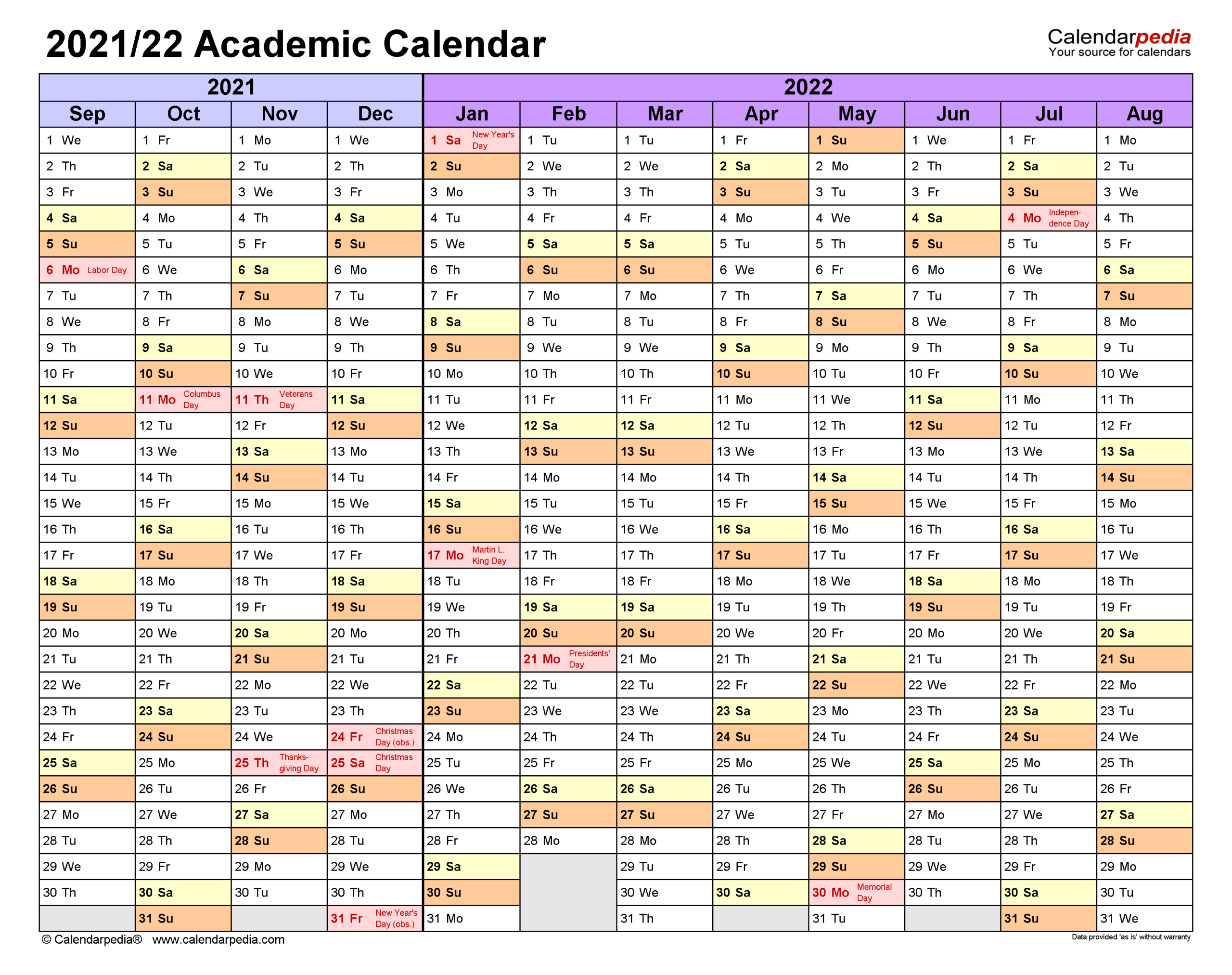 2021 2022 Academic Calendar | Printable Calendars 2021-2021 Calendar 2022 Printable Uk