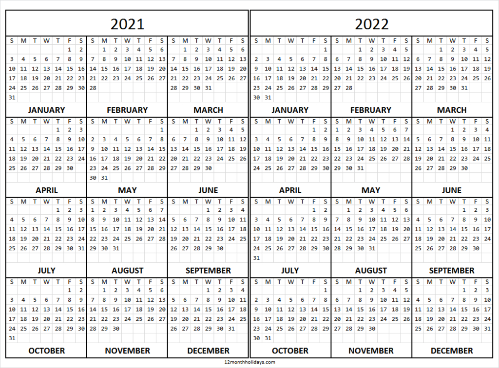 2021-2022 Academic Calendar Template - Two Year Calendar To Print-Printable Calendar 2021 To 2022