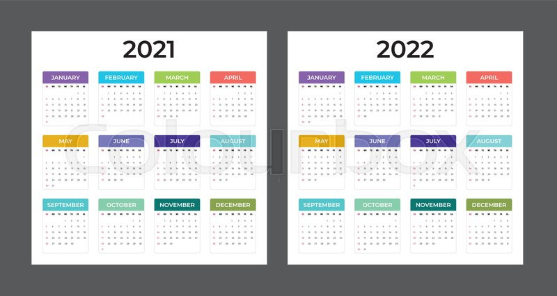 2021-2022 Calendar - Illustration.  | Stock Vector | Colourbox-2021 And 2022 Calendar Printable