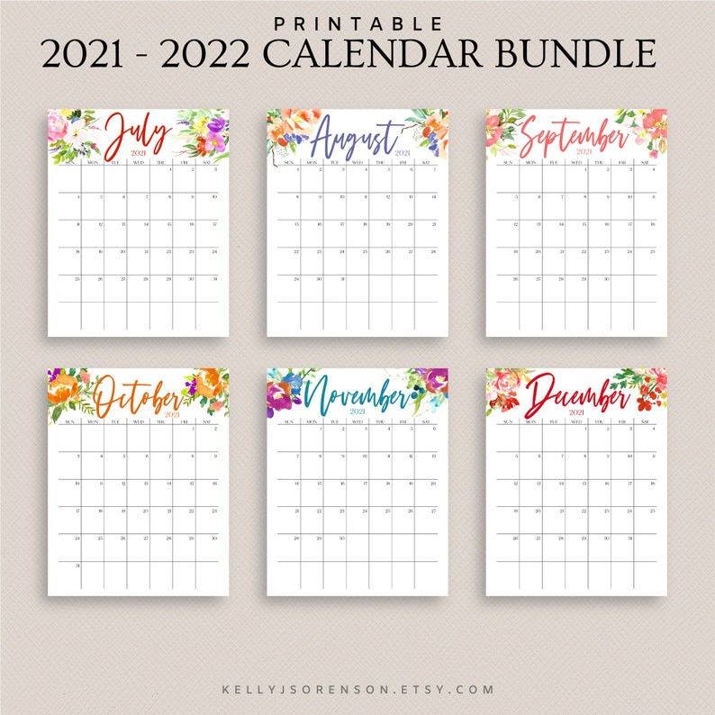 2021 2022 Printable Editable Calendar Bundle Includes Monthly | Etsy-Printable Calendar 2021 To 2022