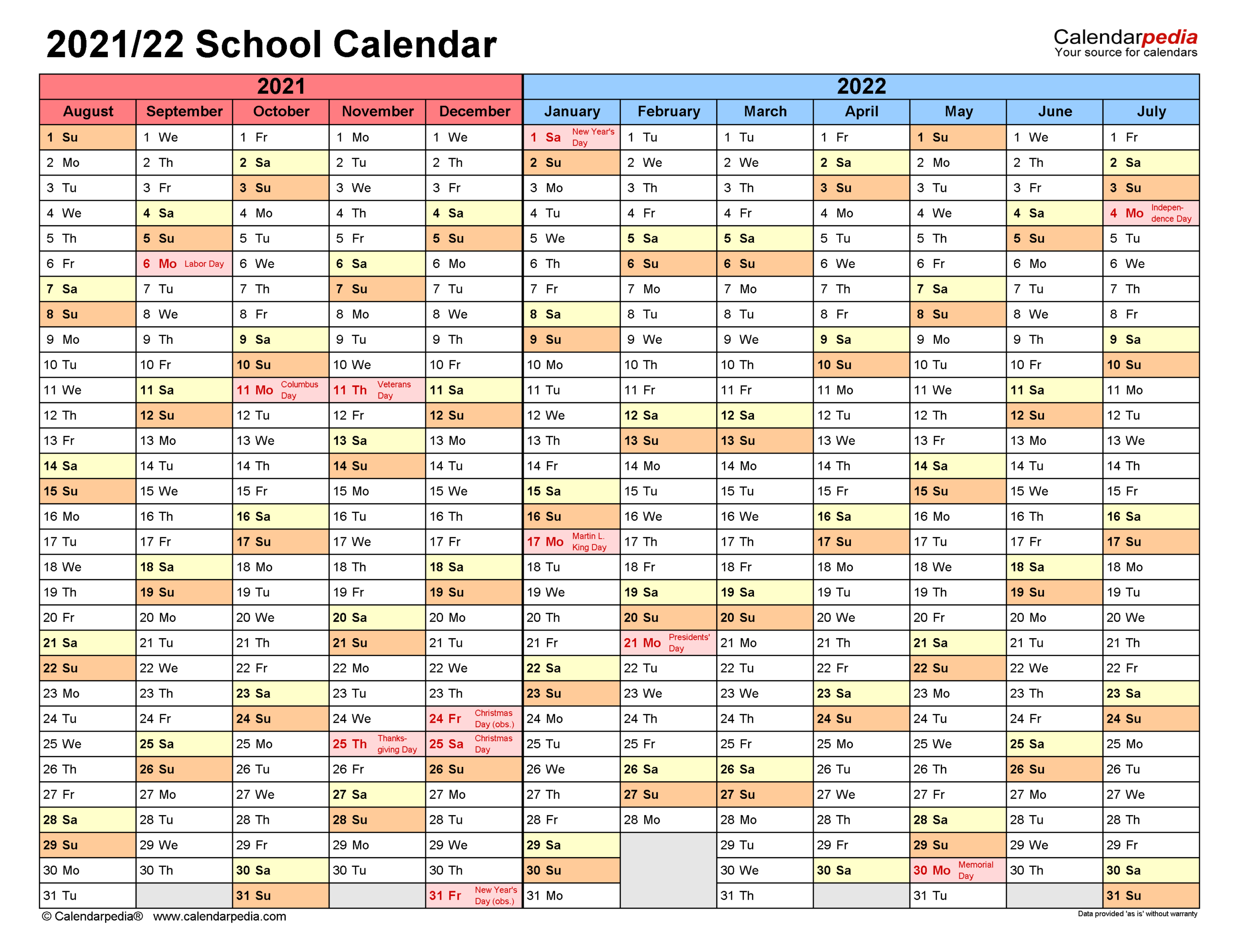 2021 22 Calendar | Printable Calendars 2021-Calendar 2021 And 2022 Printable